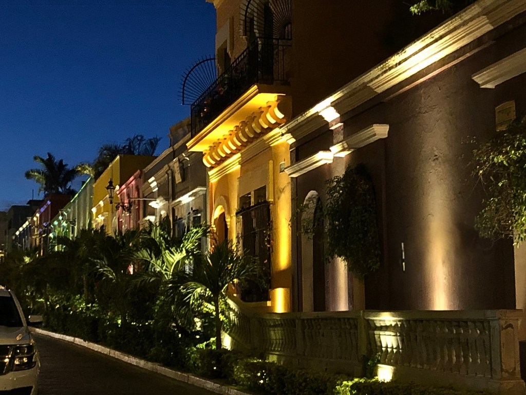 A view of the charming and colorful houses on Ángel Flores Street, a picturesque part of Mazatlán’s historic district known for its vibrant history and tranquil beauty.